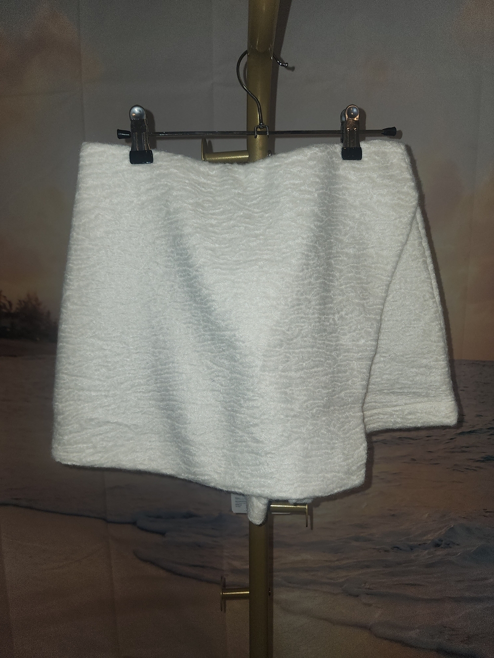 Miou Muse Textured White Mini Skort for Women